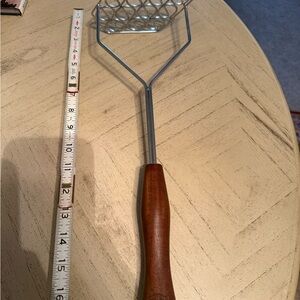 Acme vintage Wooden Handle Potato Masher 17"